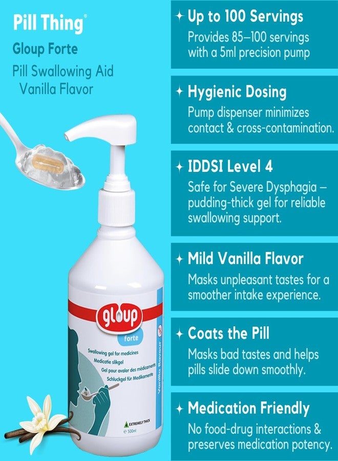 pill thing جل جل غلوب للمساعدة على بلع الحبوب، مساعد طبي من باتكوم، آمن لعسر البلع الشديد | المستوى 4 من مؤشر IDDSI | سهل الاستخدام بمضخة (فورت - فانيليا، عبوة واحدة) - Image 2